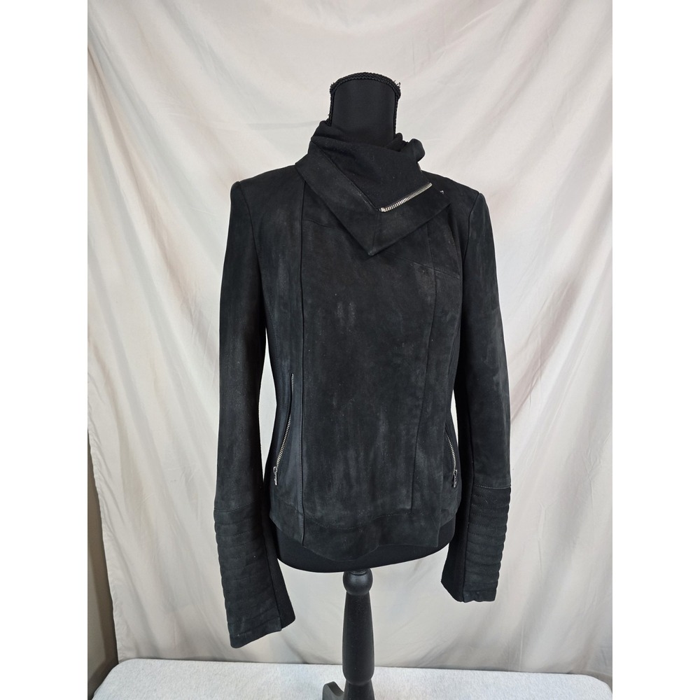 Lucky Brand Womens Small Leather/Suede Biker Jacket Black. The American